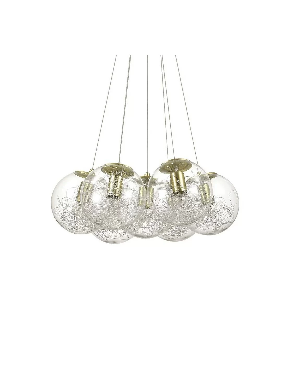 Ideal Lux Mapa Sat SP7 lampadario moderno in vetro soffiato trasparente con decoro E27 60W