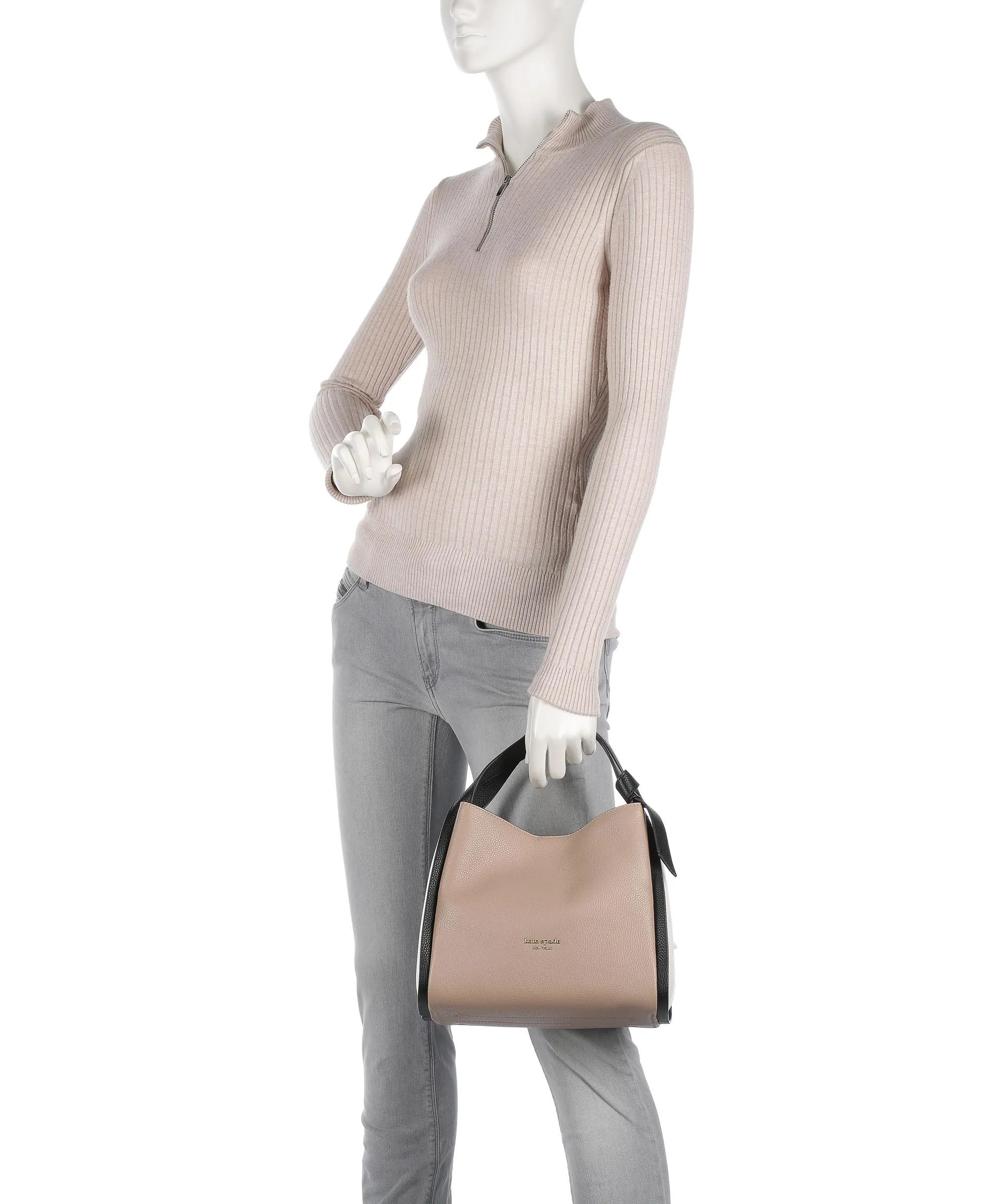  Kate Spade New York Knott Borsa hobo pelle di vacchetta grana marrone/avorio  