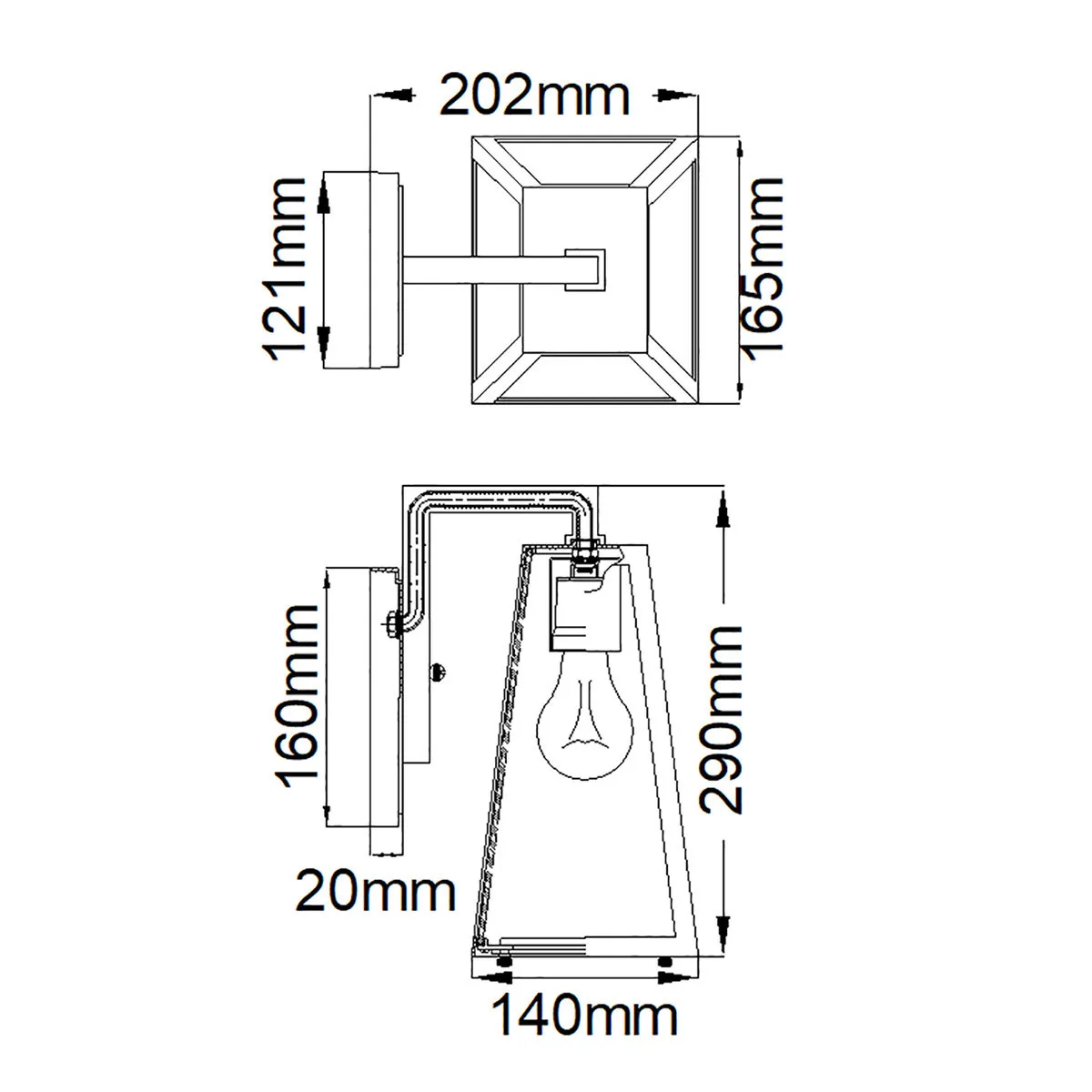 Kichler  Lanterna da parete piccola moderna a 1 luce struttura in alluminio e vetro Delison - 60W