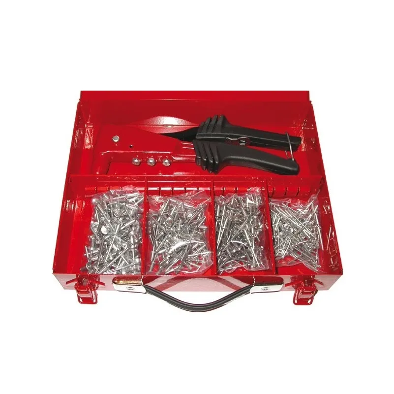 Kit rivettatrice con 400 rivetti in assortimento