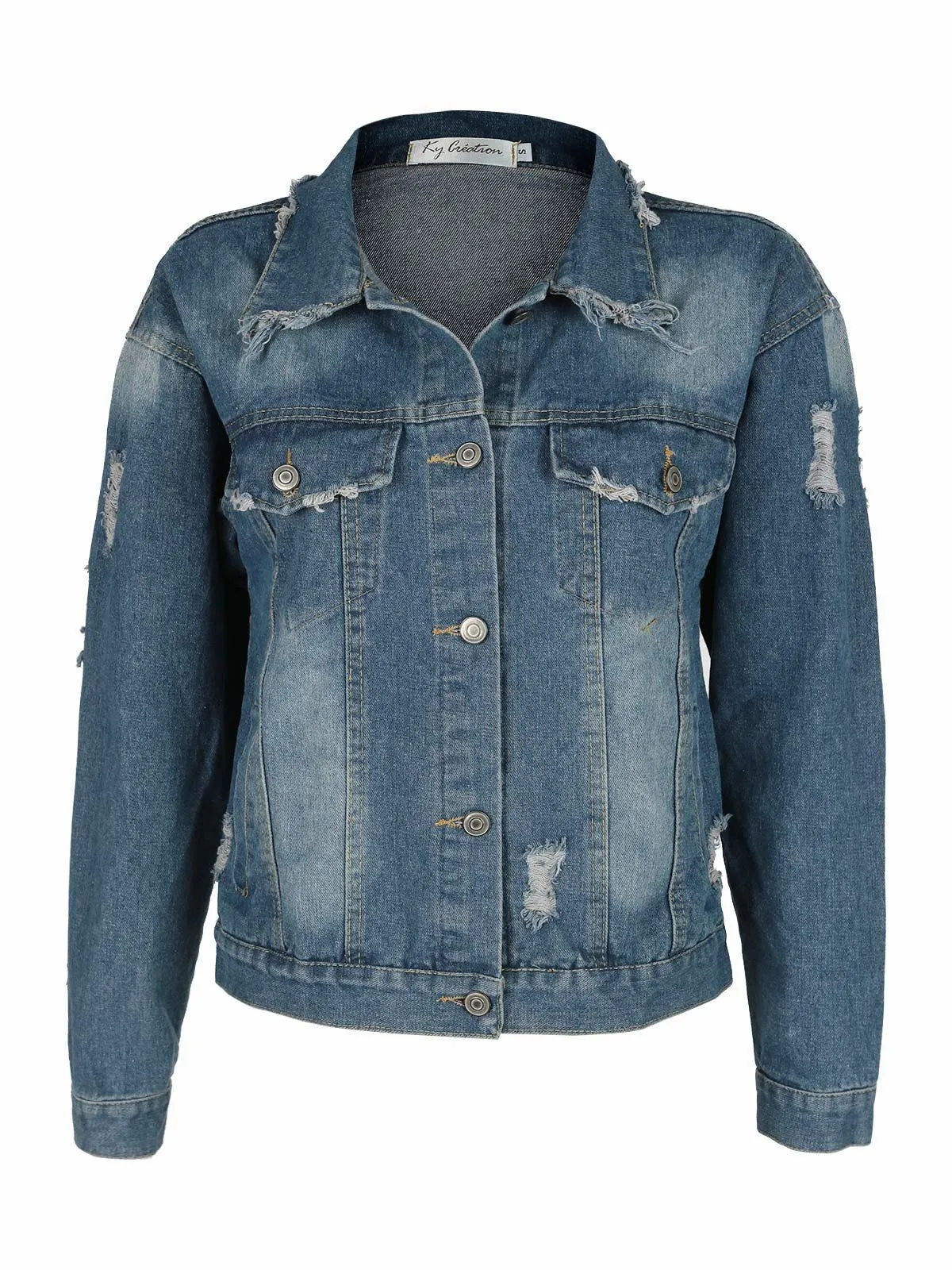 Ky Creation Veste en jean oversize pour femme