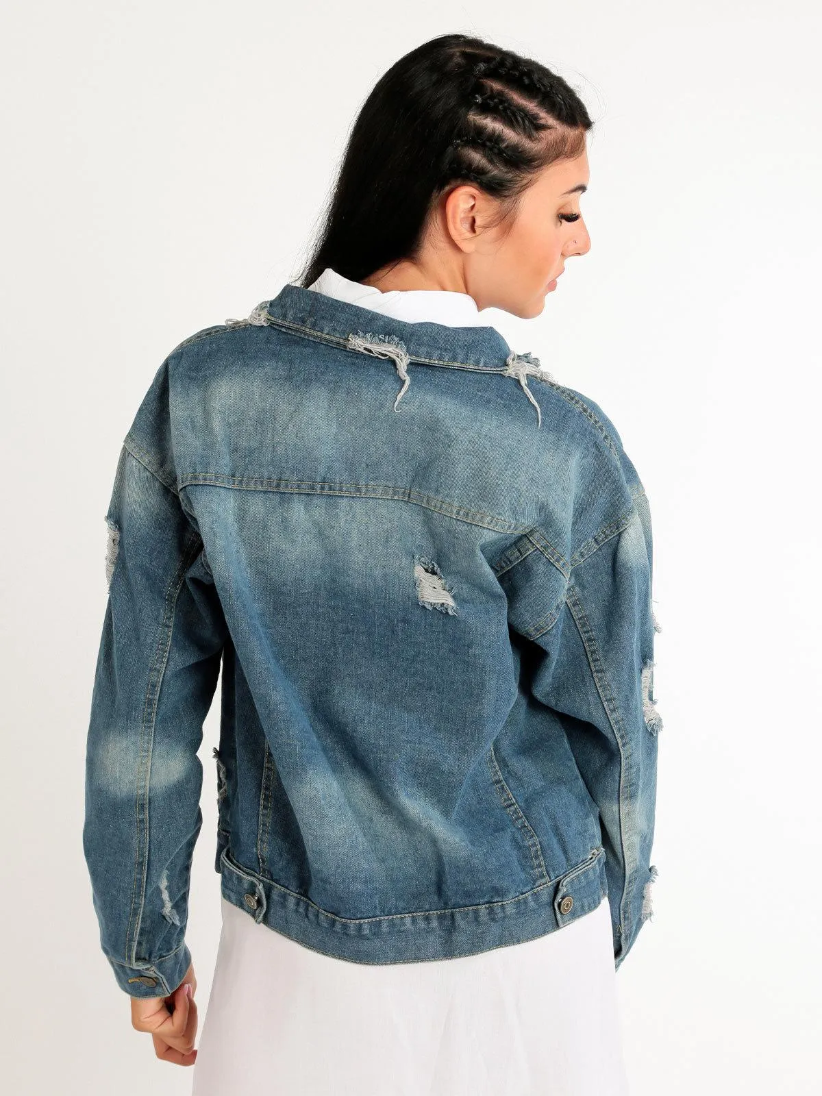 Ky Creation Veste en jean oversize pour femme