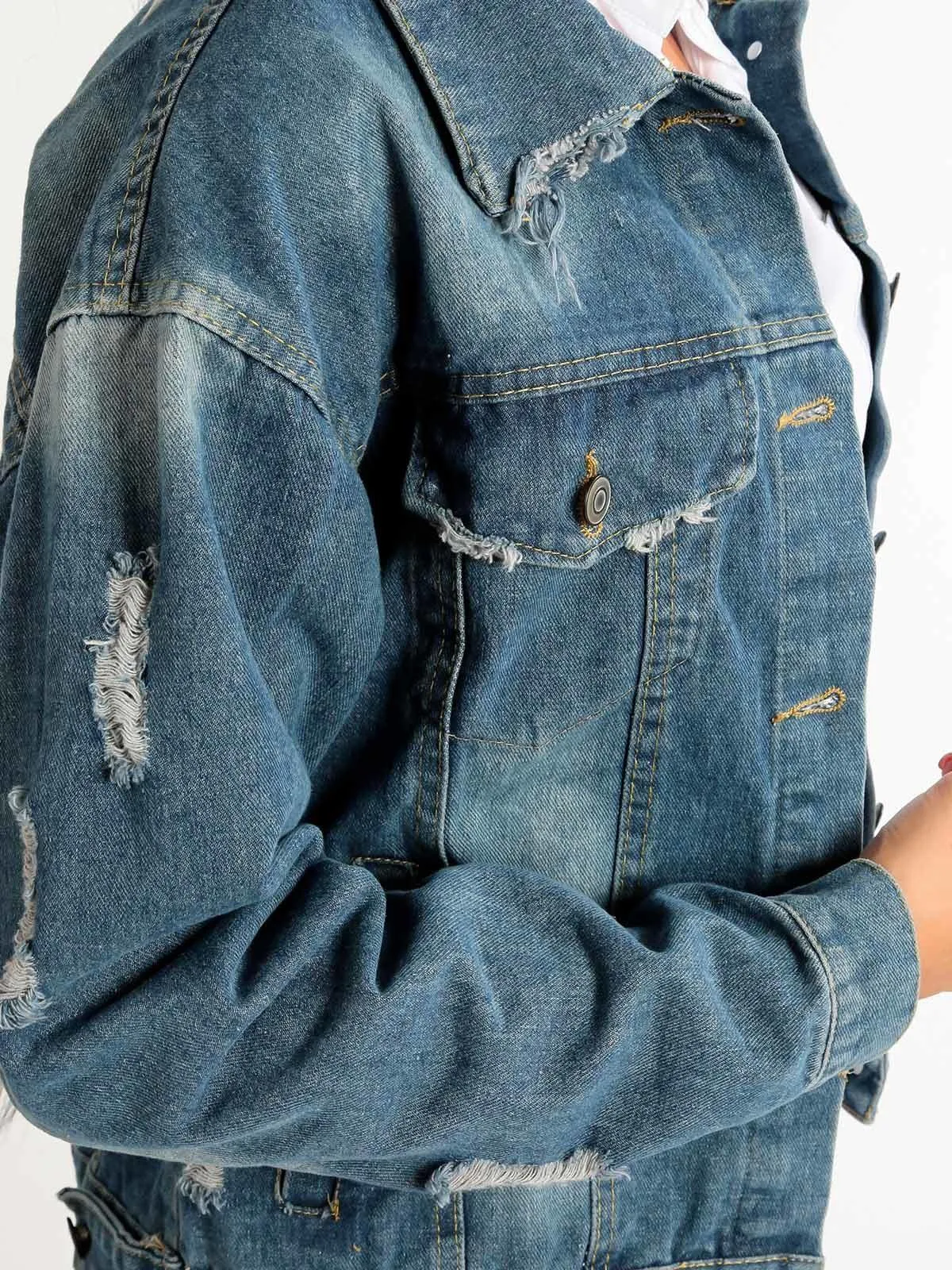 Ky Creation Veste en jean oversize pour femme