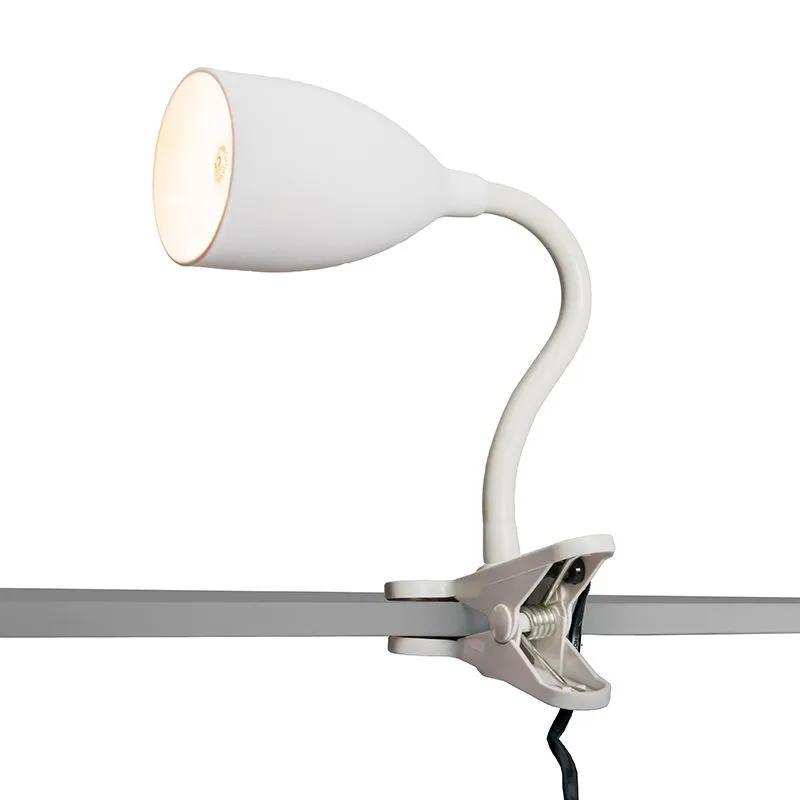 Lampada a morsetto 'Young Flex' moderna blanca/plastica - adatta per LED / interna