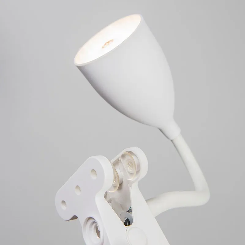 Lampada a morsetto 'Young Flex' moderna blanca/plastica - adatta per LED / interna