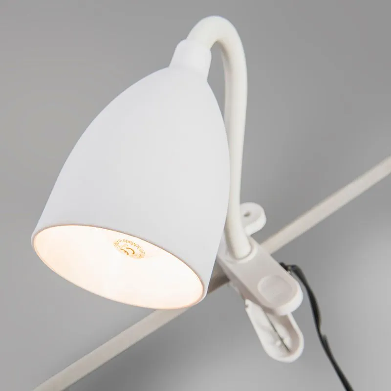 Lampada a morsetto 'Young Flex' moderna blanca/plastica - adatta per LED / interna