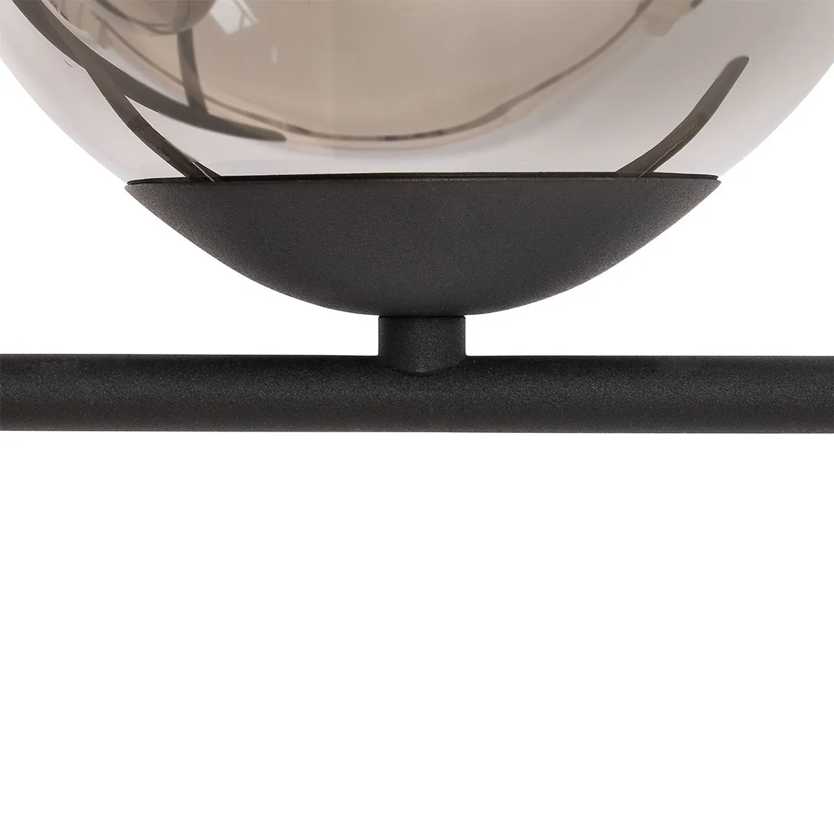 Lampada a sospensione Art Deco nera e vetro fumé a 3 luci - Flore