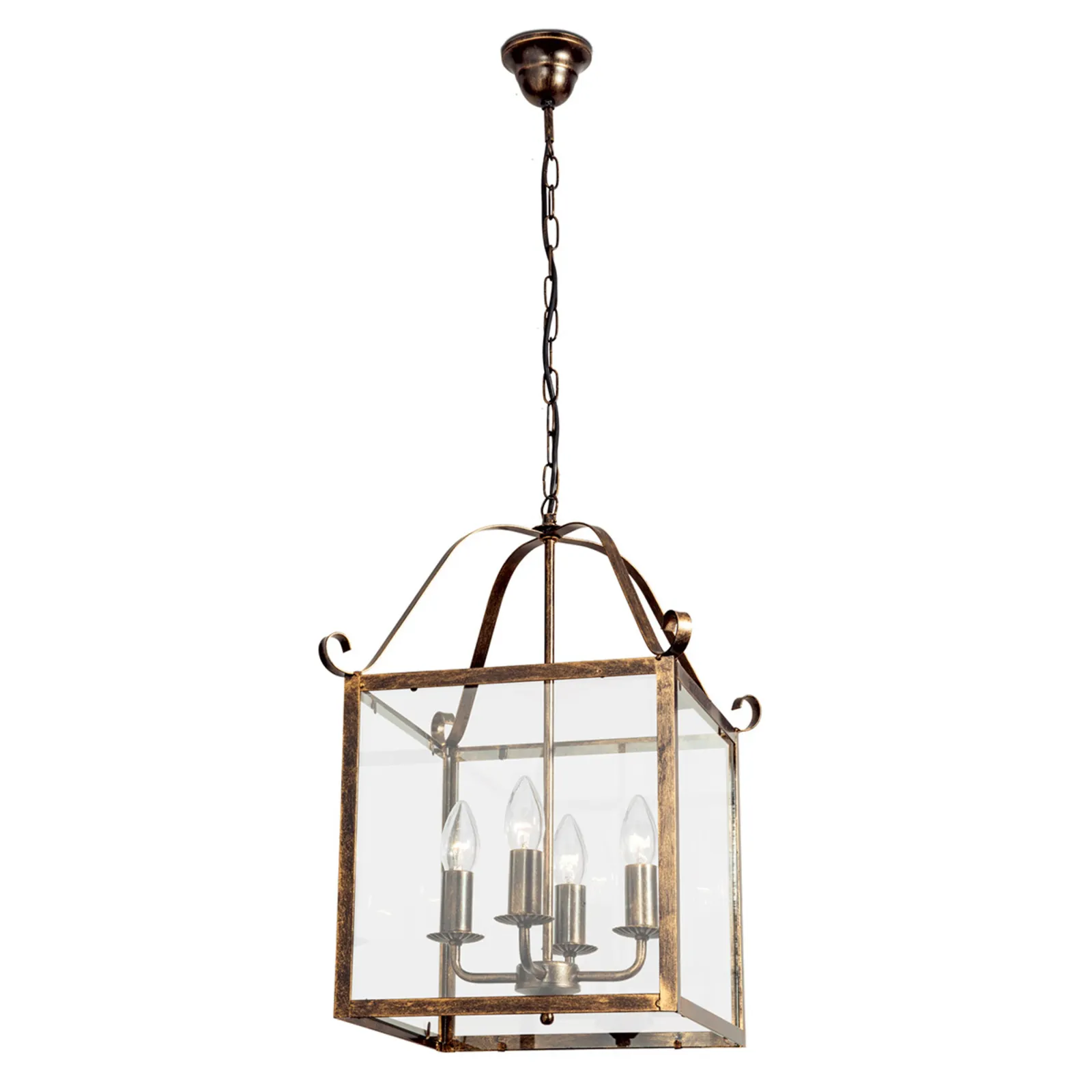 Lampada a sospensione Manto, angolare, oro, 4 luci