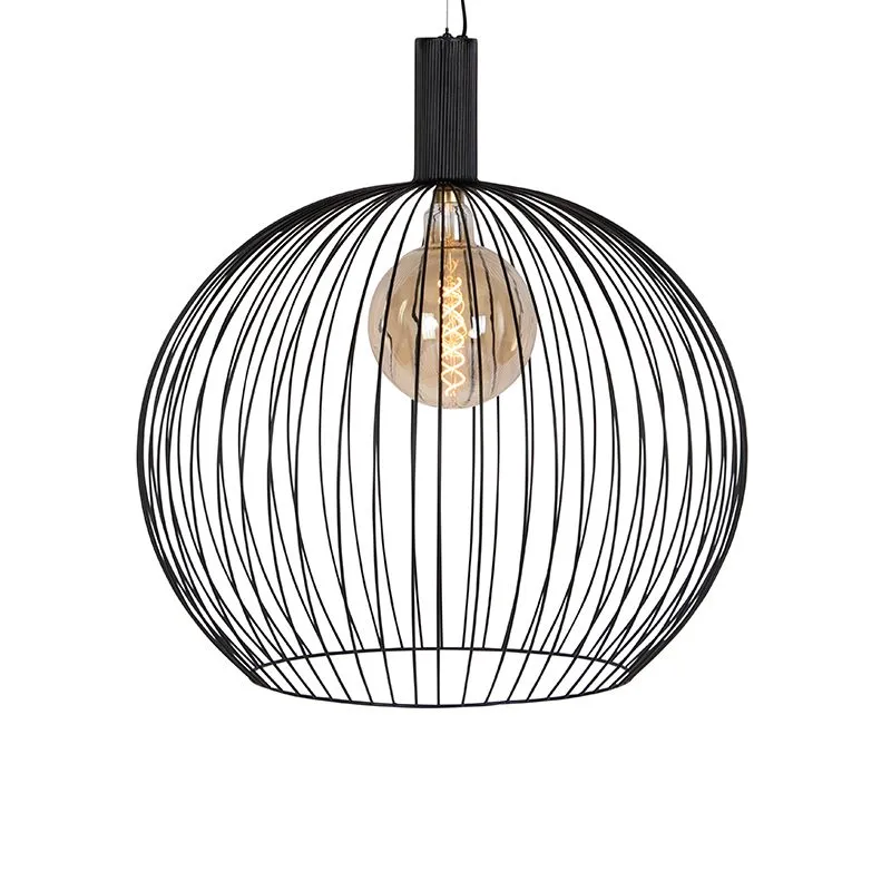 Lampada a sospensione moderna rotonda nera 70 cm - Filo