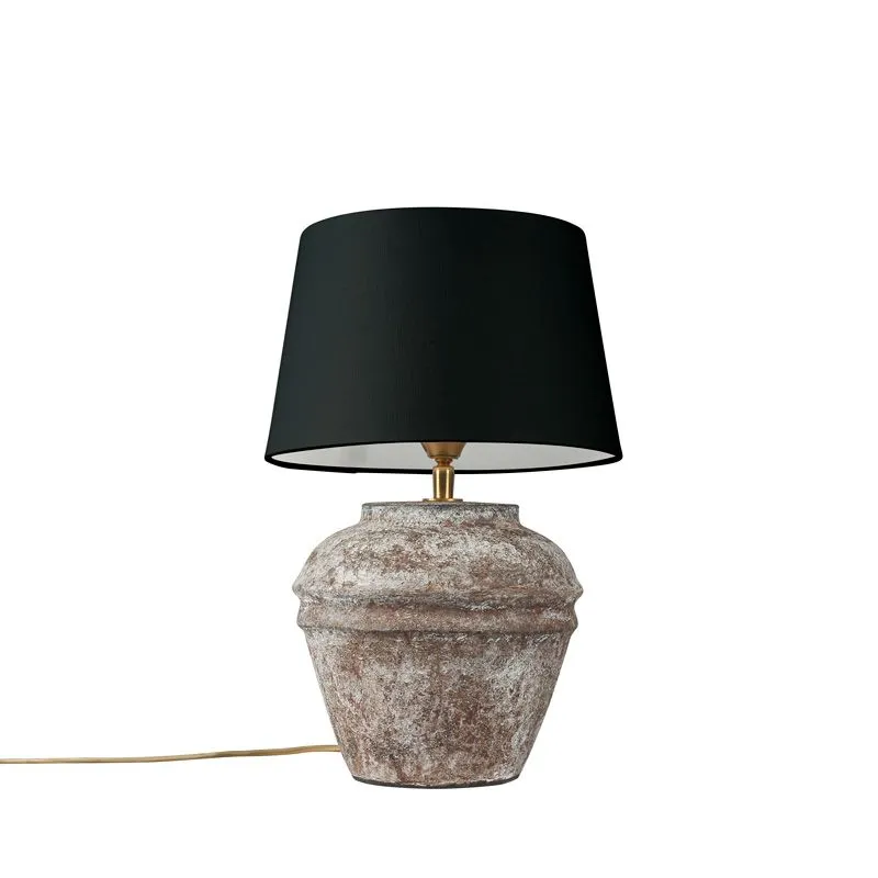 Lampada da tavolo country marrone con paralume nero - Arta XS vintage