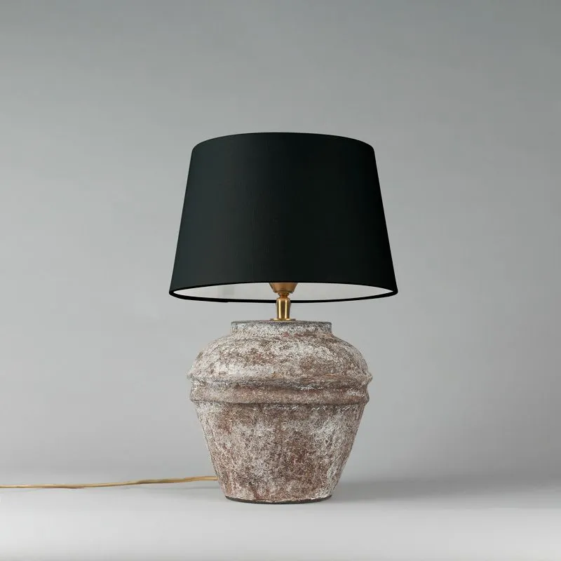 Lampada da tavolo country marrone con paralume nero - Arta XS vintage