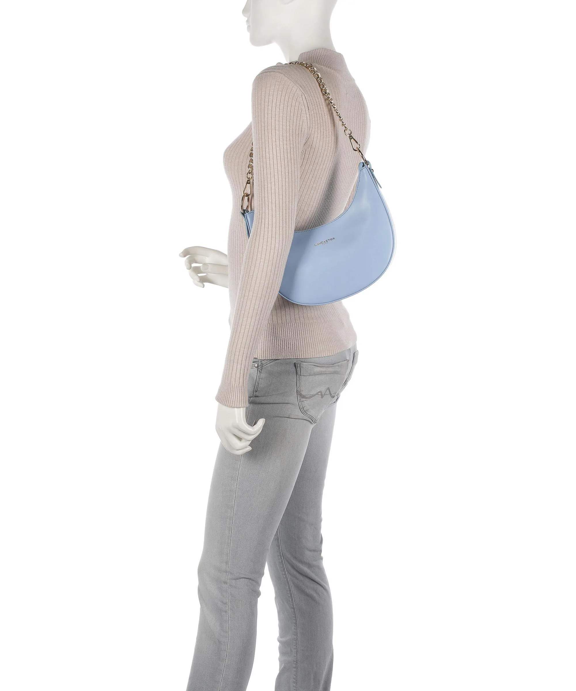  Lancaster Paris Aimy Borsa a spalla pelle di vacchetta finemente grana blu chiaro  