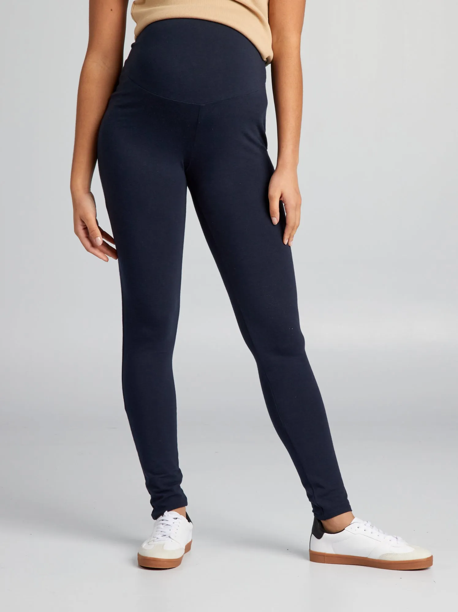 Leggings premaman lunghi in jersey tinta unita - blu