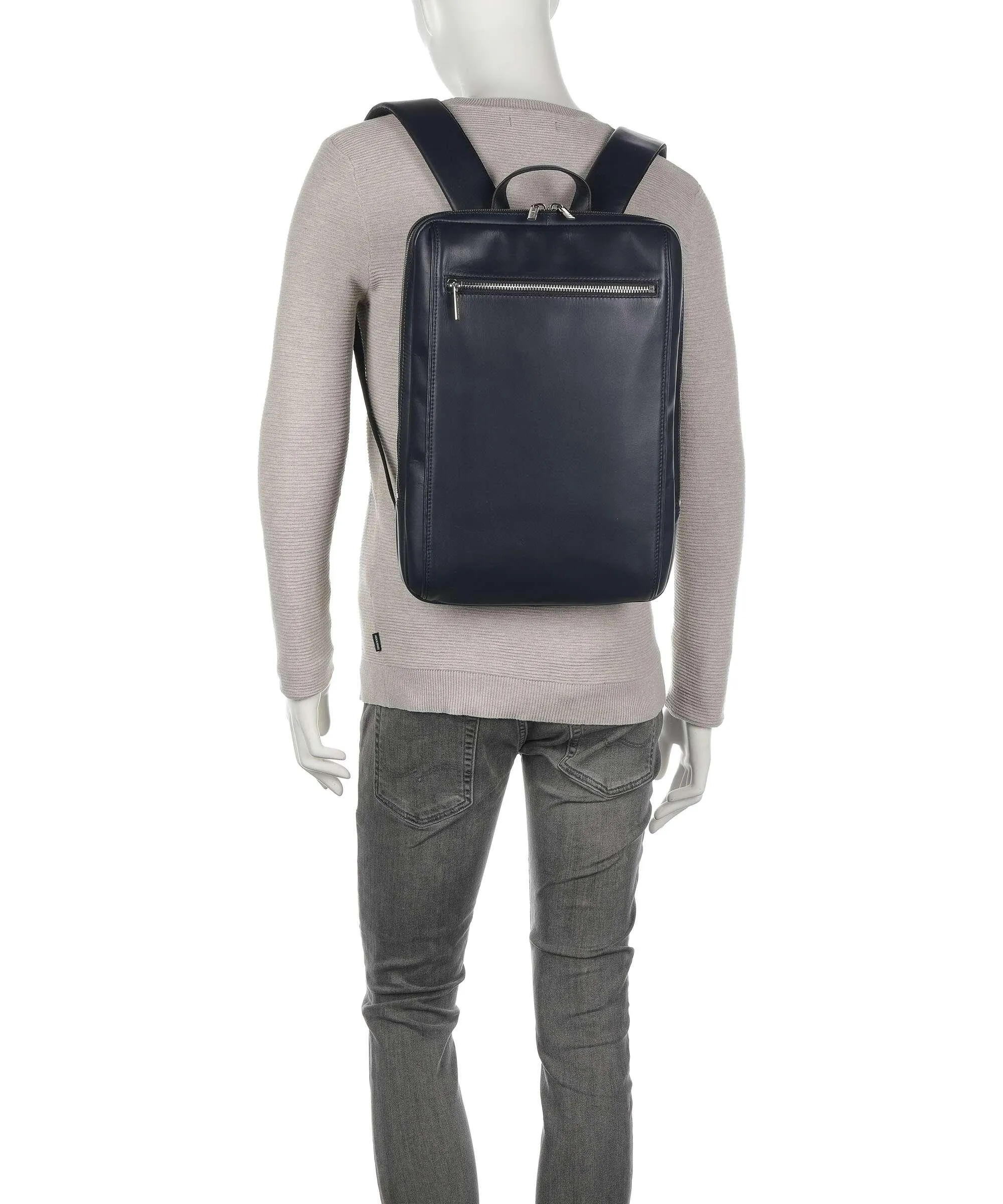  Leonhard Heyden Montreal Zaino 15″ pelle di vacchetta finemente grana navy  