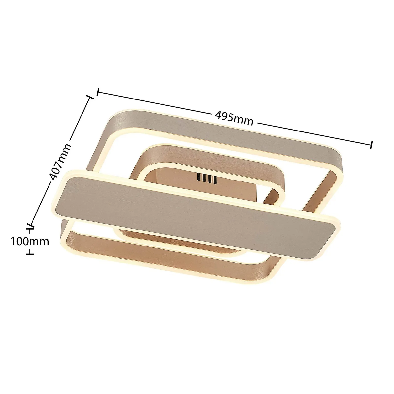 Lucande Linetti Plafoniera LED angolare in nichel 40cm