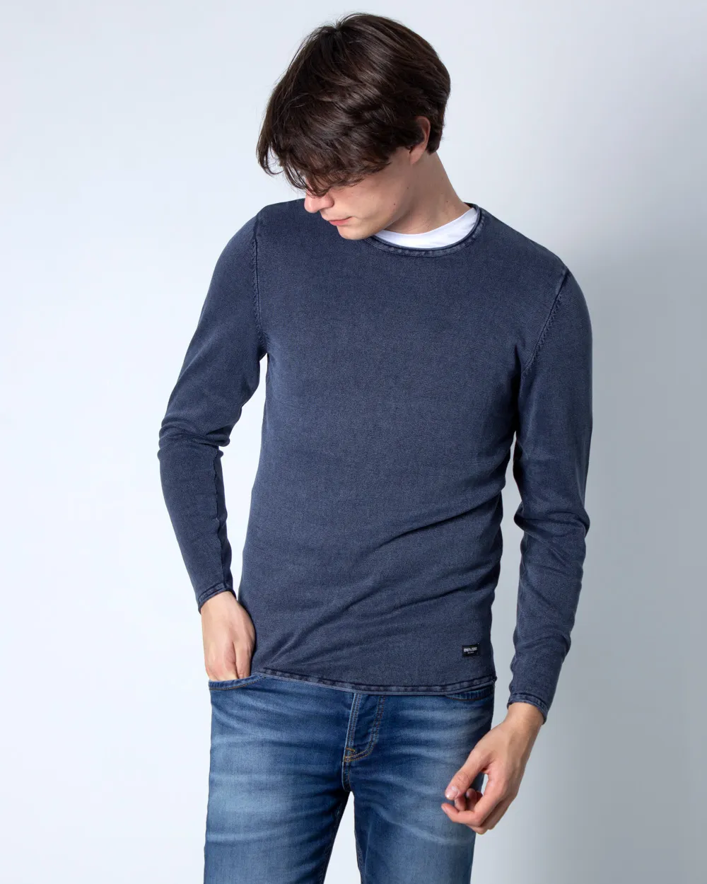 Maglia Only & Sons garson wash crew neck Blu Chiaro