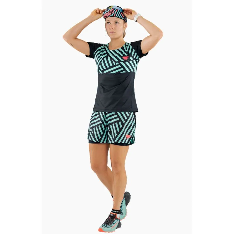 maglietta da trail running Dynafit TRAIL GRAPHIC SHIRT (blu navy RAZZLE DAZZLE) donna