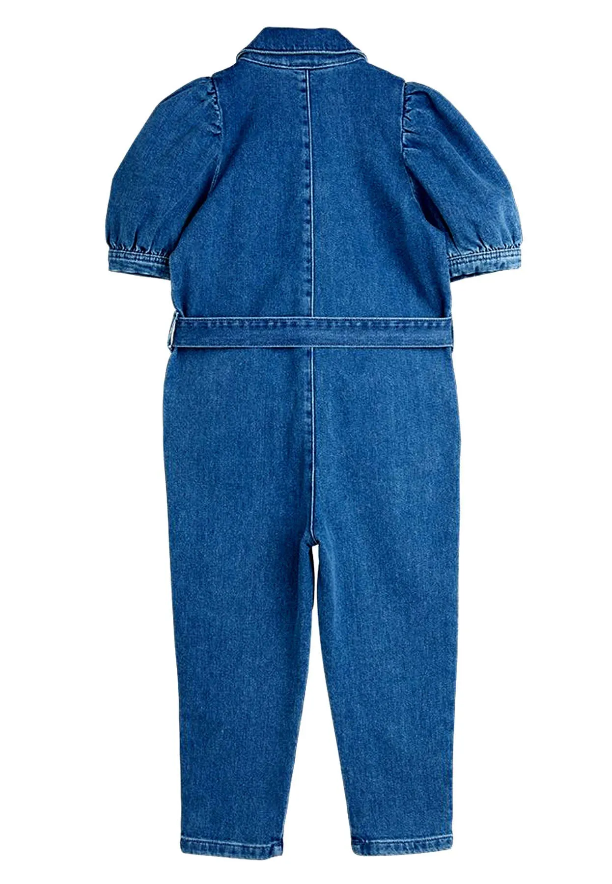 Mini Rodini tuta intera bambina in denim di cotone organico