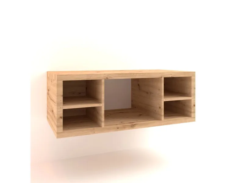 Mobile bagno base lavabo sospeso 110 cm rovere nodato/rovere vani a giorno