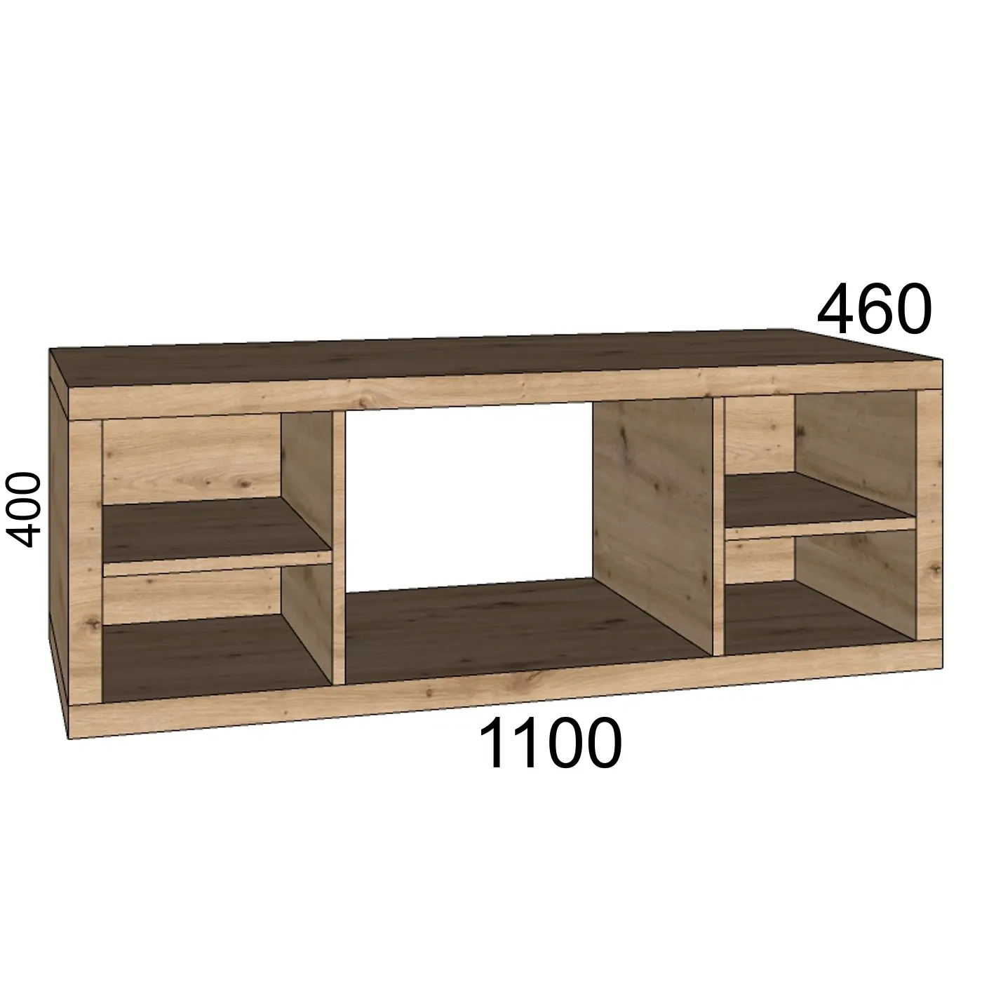 Mobile bagno base lavabo sospeso 110 cm rovere nodato/rovere vani a giorno
