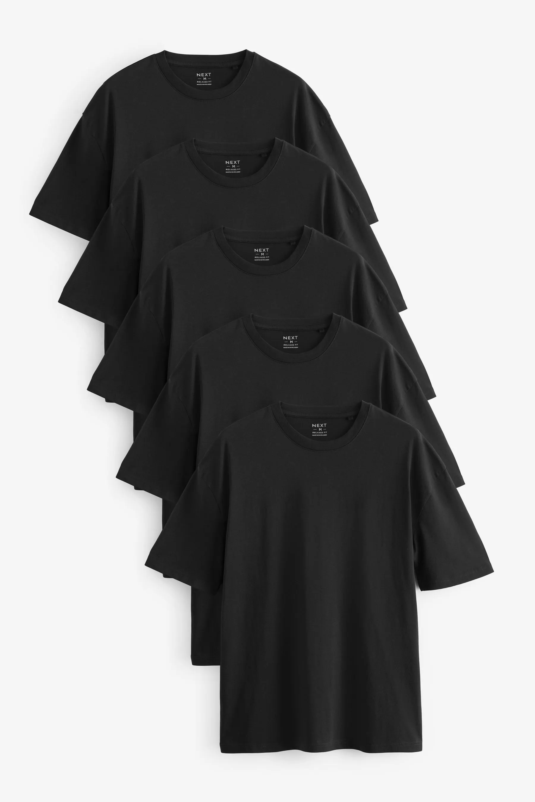 Nero  - T-shirt comoda 5 Confezione