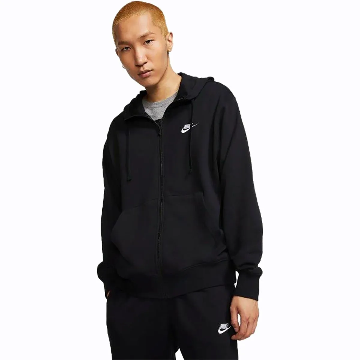 Nike Felpa Full Zip Cappuccio Nsw Club Uomo Nero