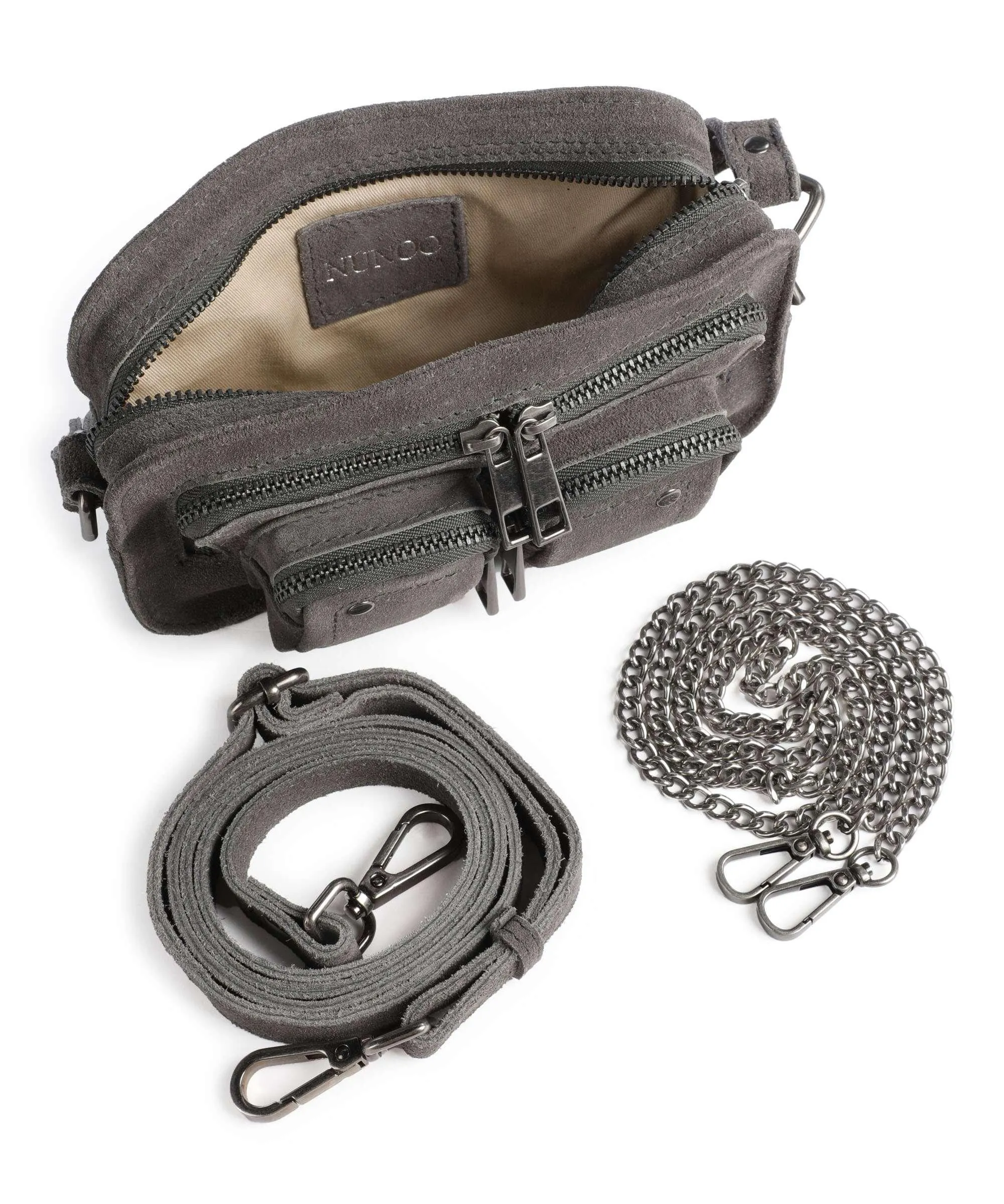  Núnoo Suede Helena Borsa a tracolla pelle ruvida grigio scuro  
