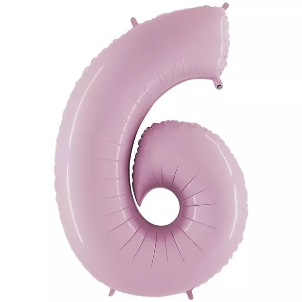 Palloncino foil numero 6 rosa pastello 102 cm