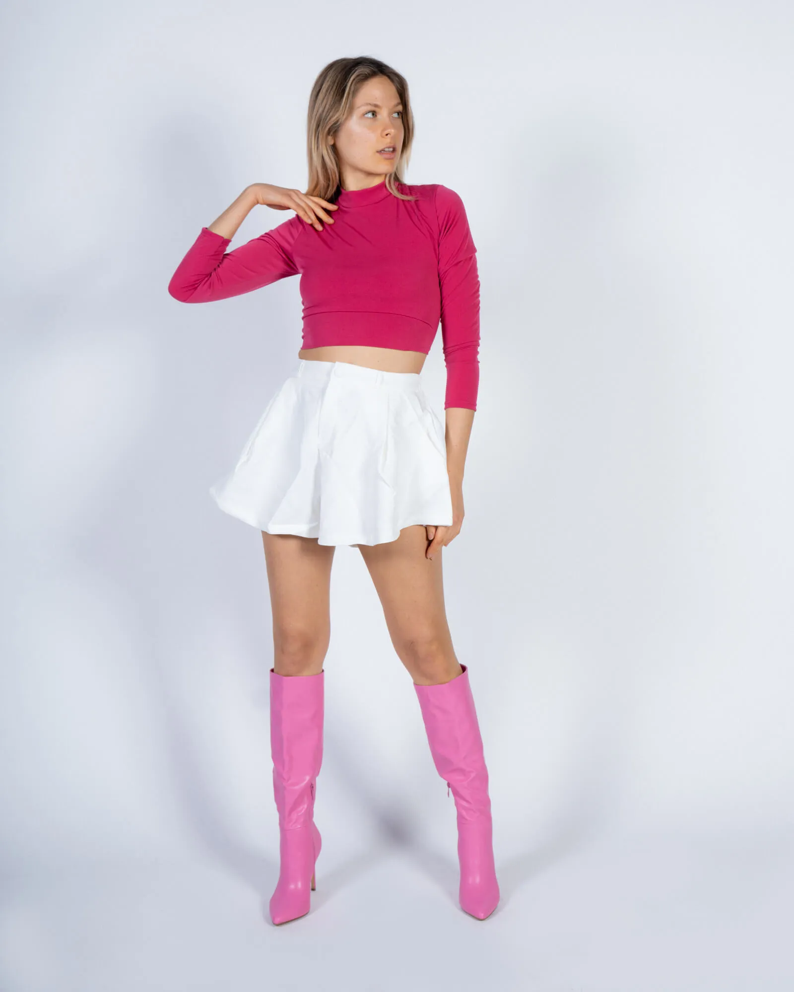 Pantaloncino ampio con pieghe - Bianco
