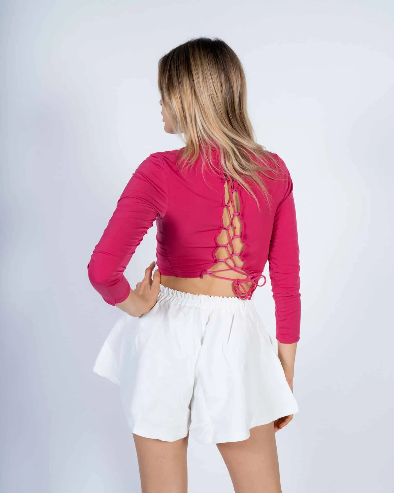 Pantaloncino ampio con pieghe - Bianco