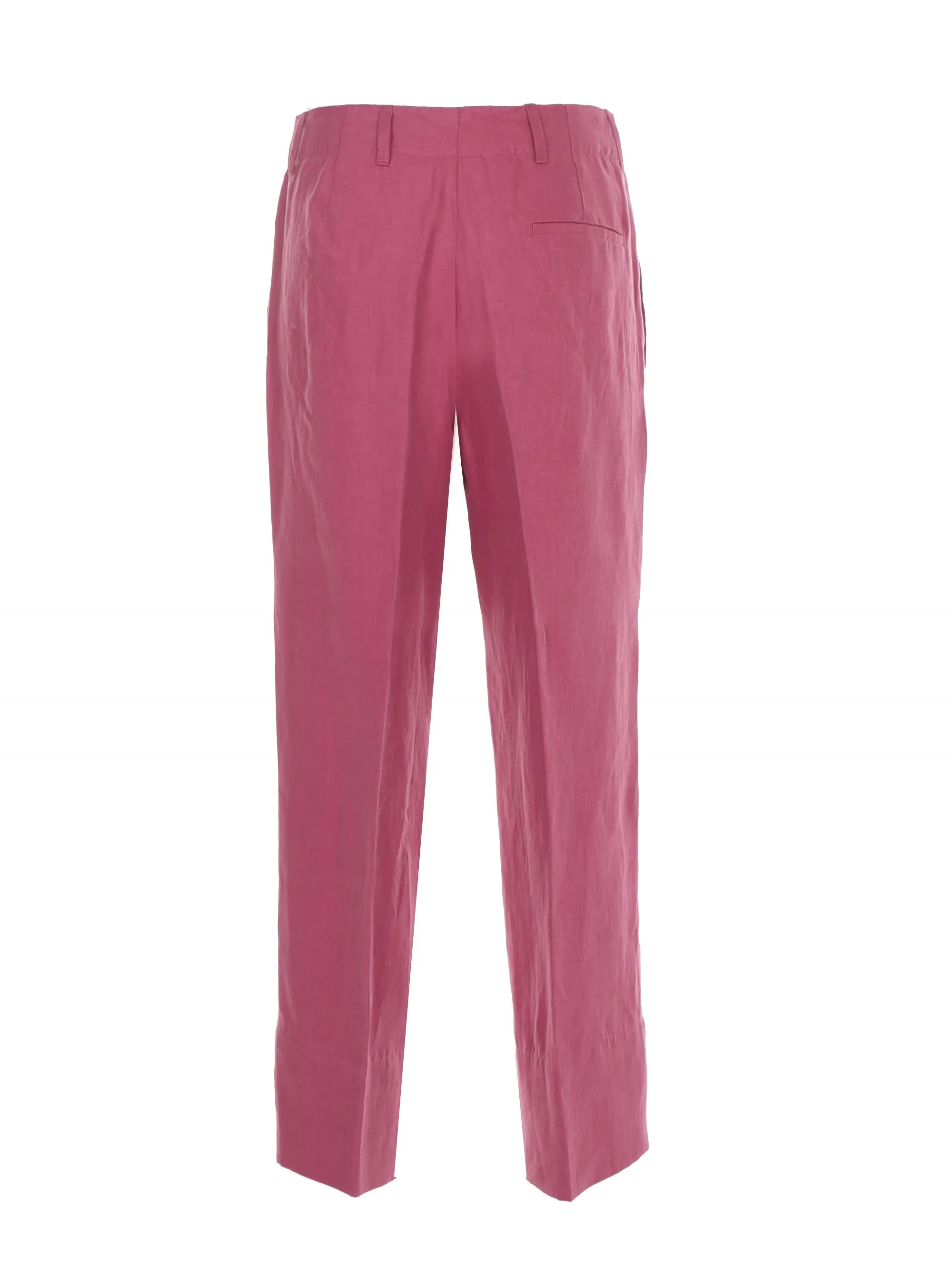 PANTALONE "REBECCA" ROSA IN LINO LAVATO