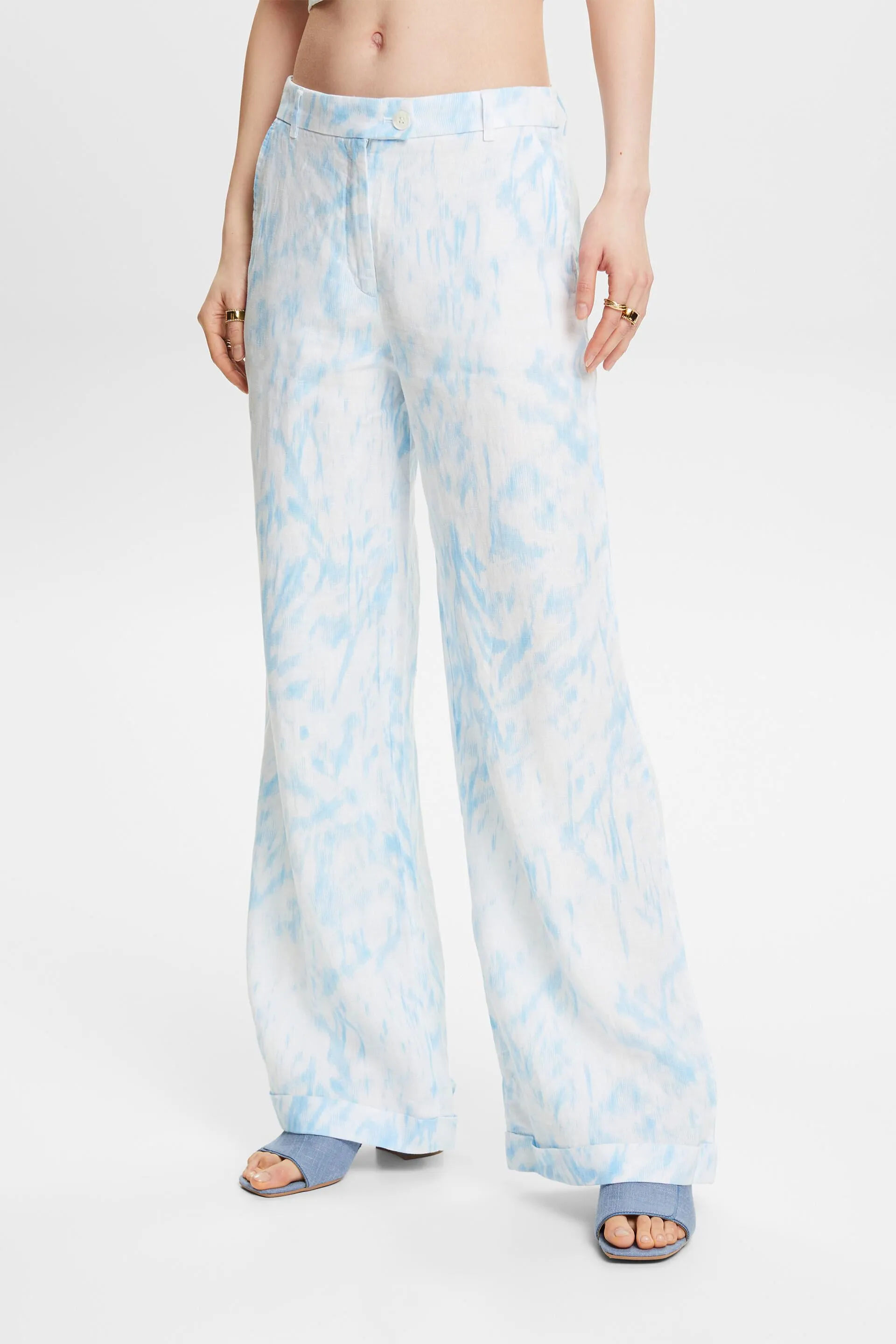Pantaloni in lino con stampa