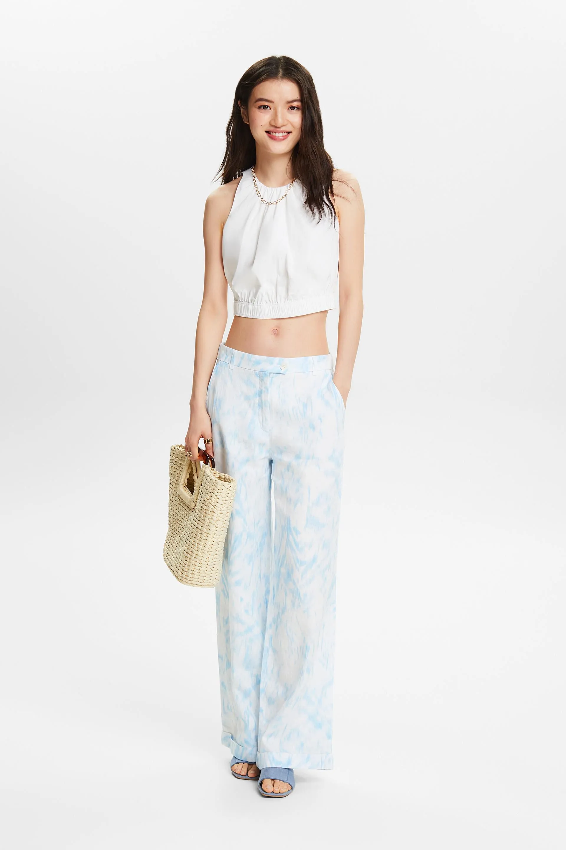 Pantaloni in lino con stampa