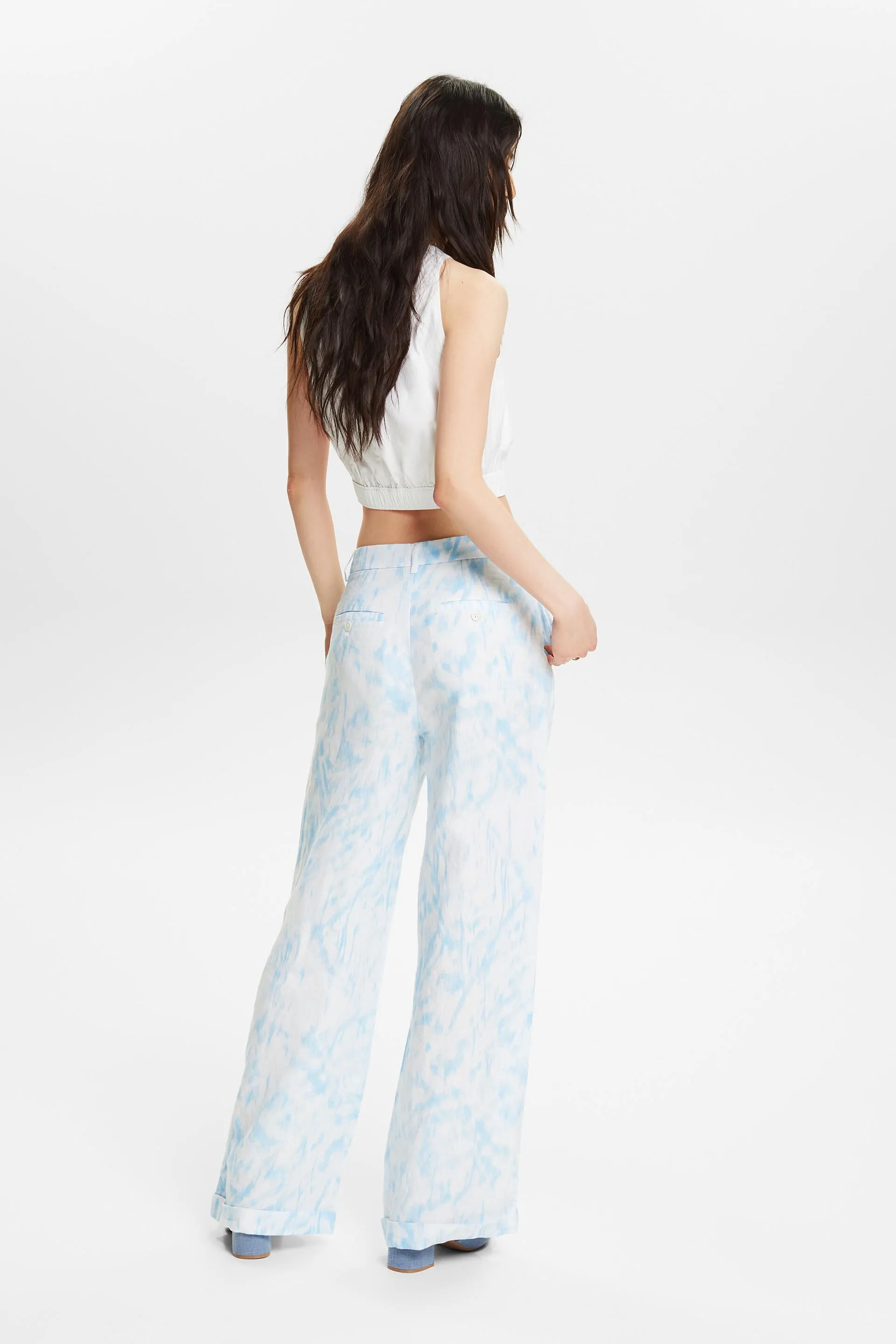 Pantaloni in lino con stampa