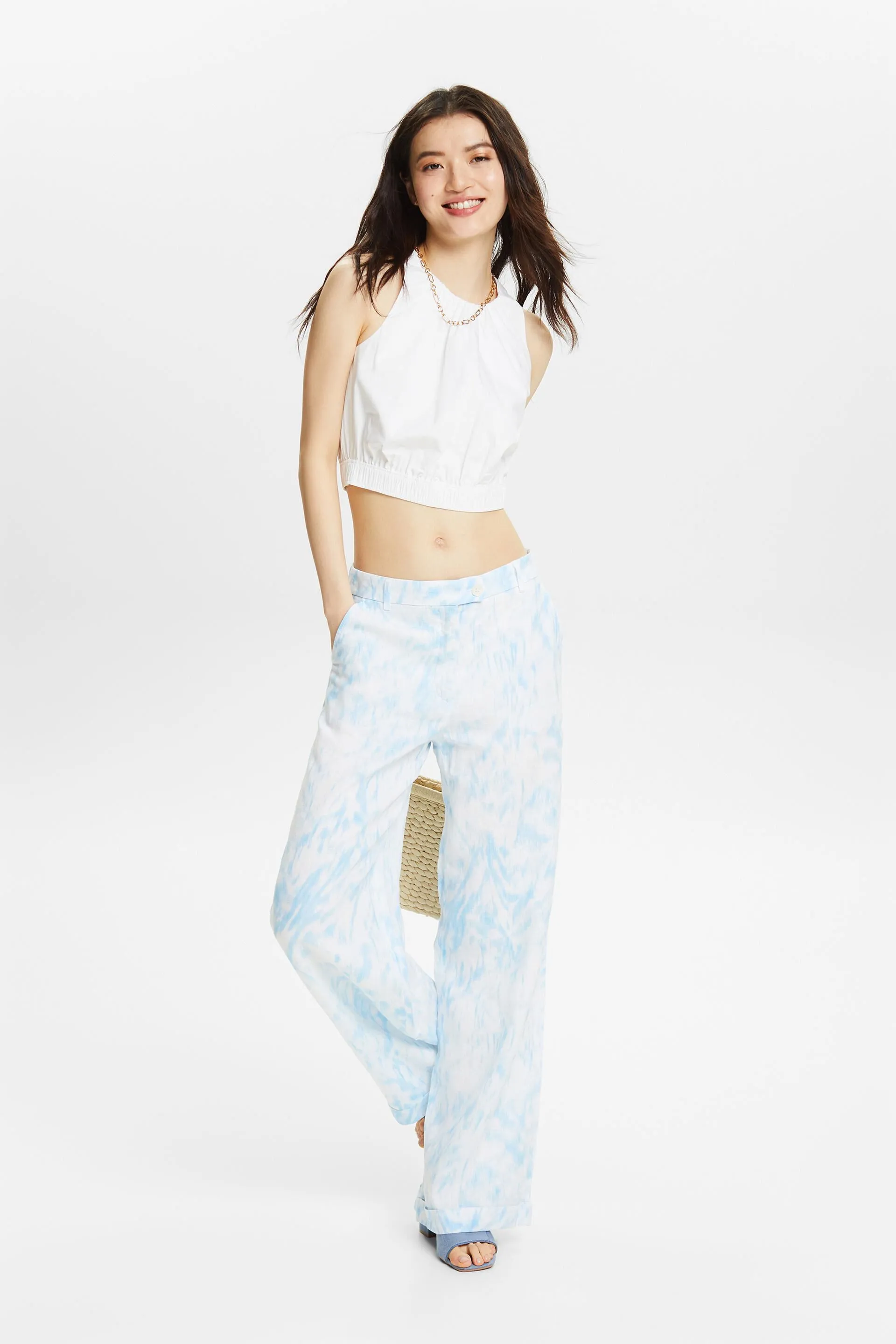 Pantaloni in lino con stampa