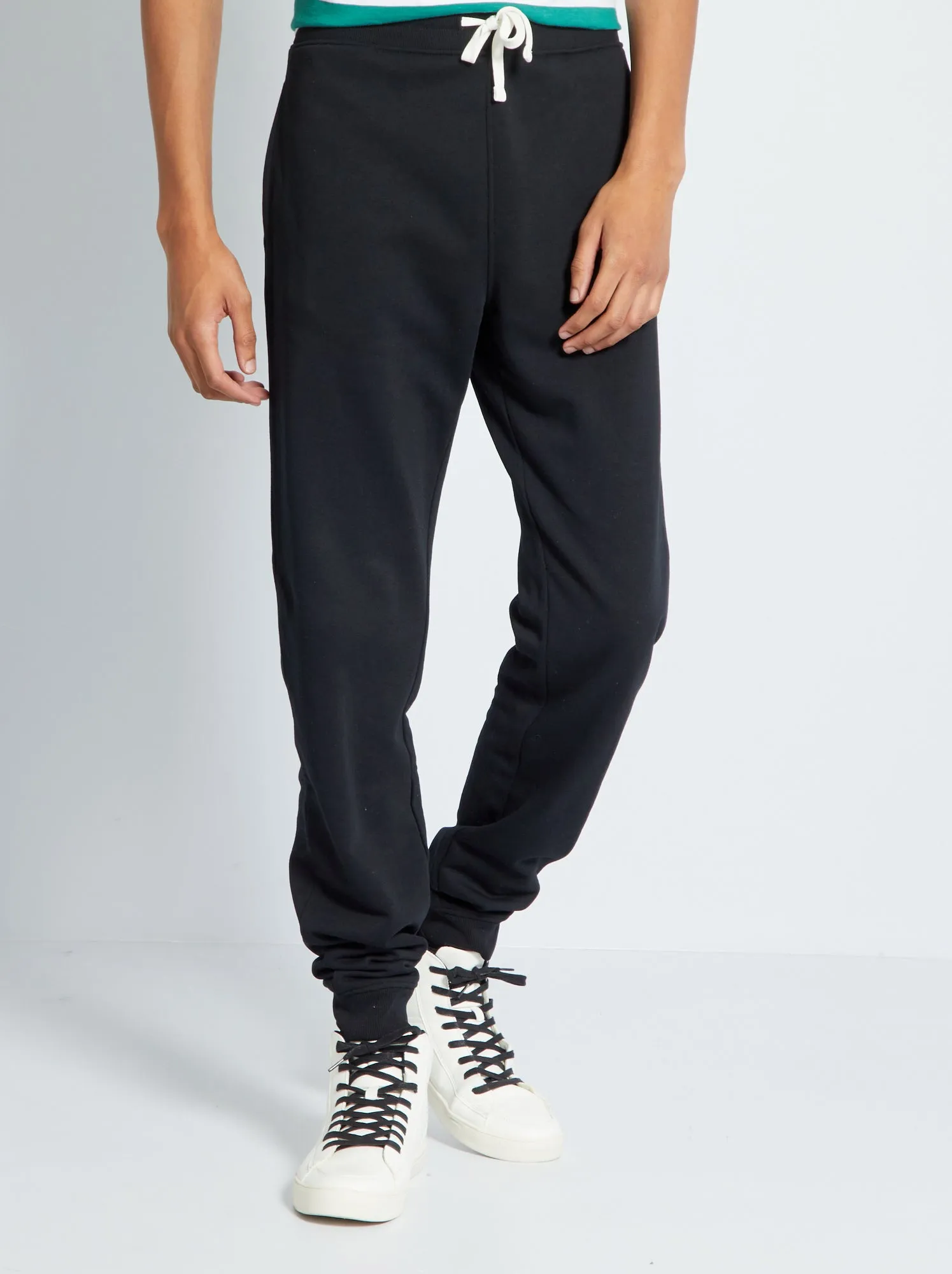 Pantaloni in tessuto felpato L38 + 195 cm - Nero