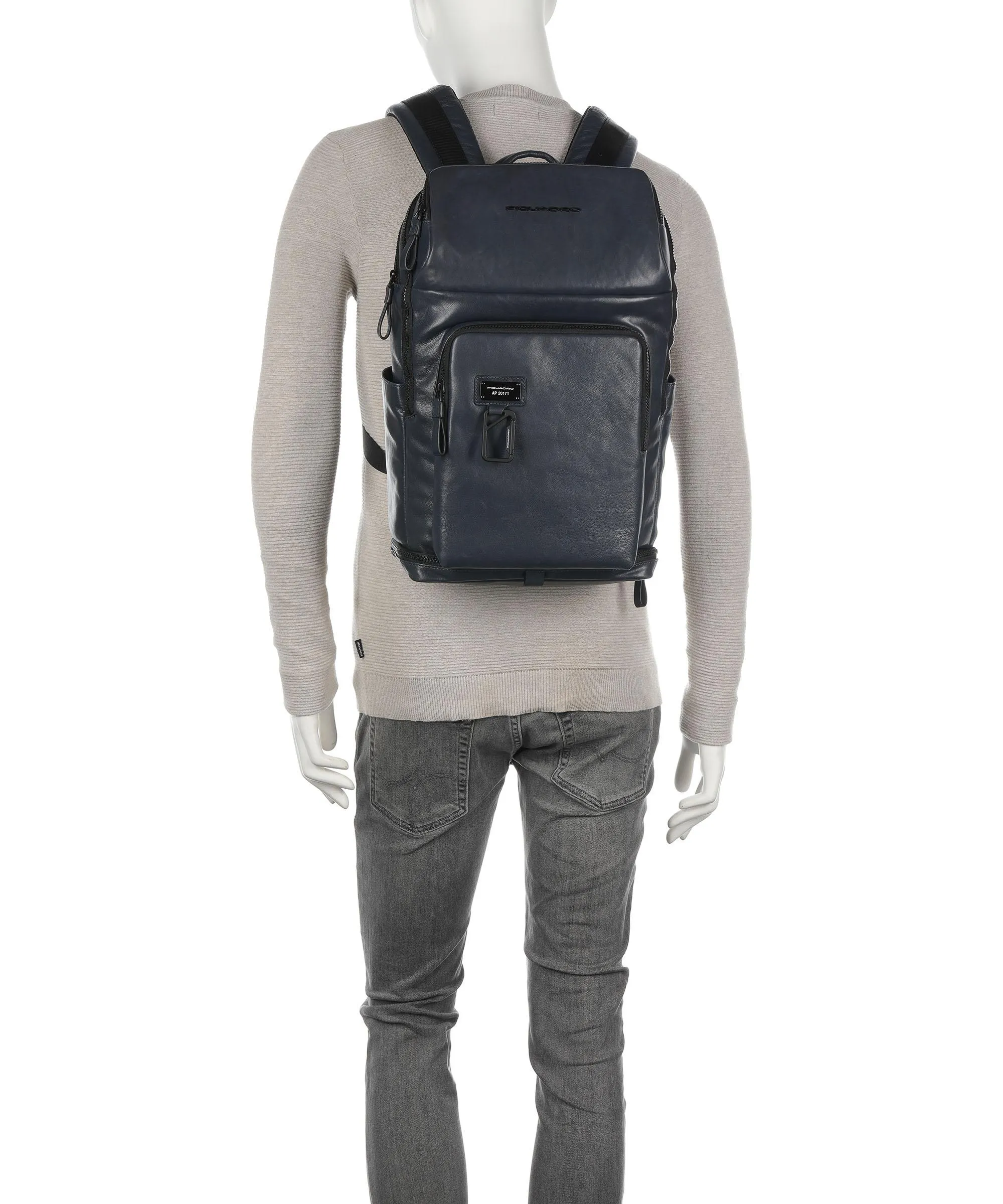  Piquadro Harper Zaino 15″ pelle di vacchetta grana blu scuro  