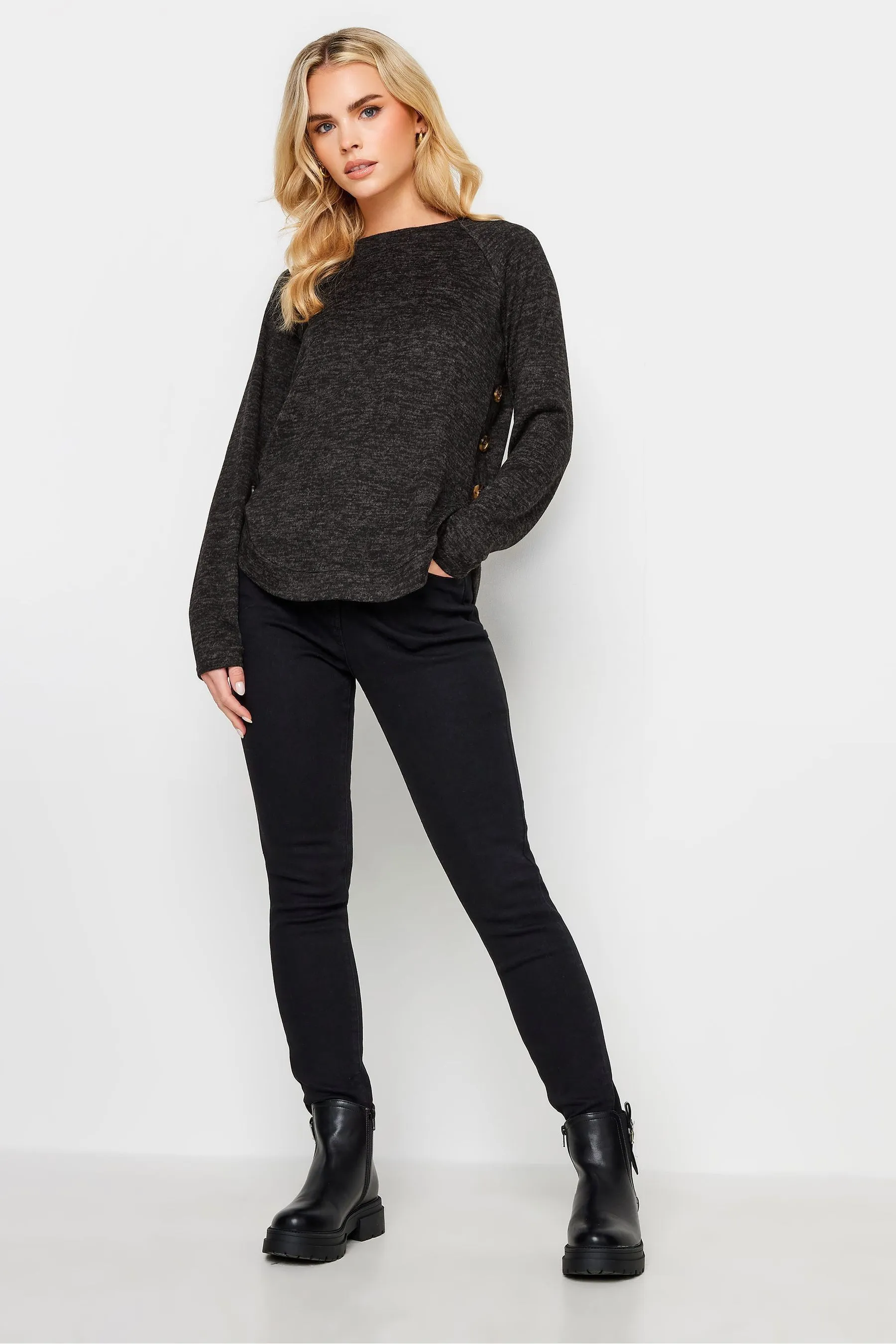 PixieGirl Petite - Maglia comoda con bottoni sul fondo