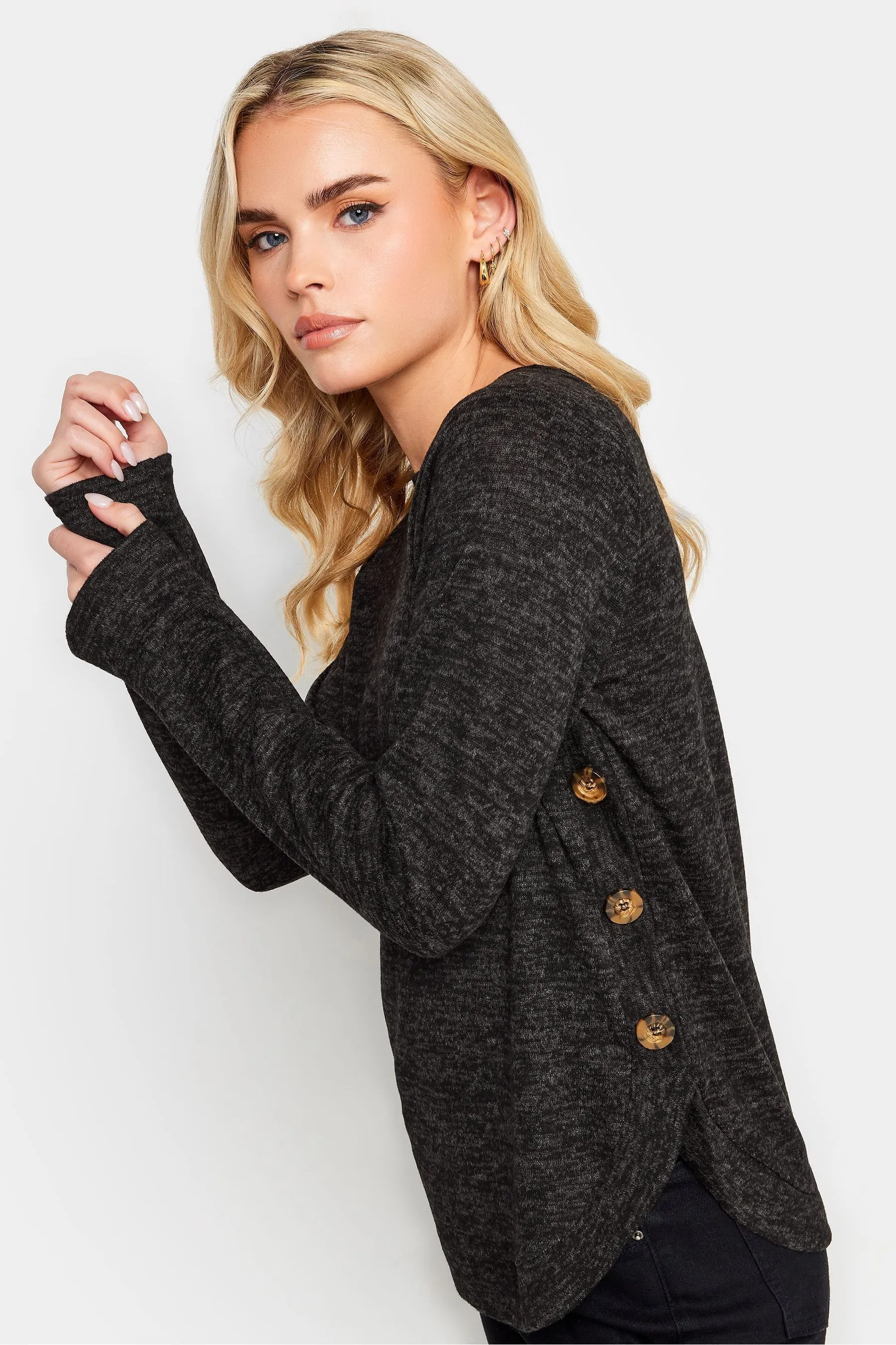 PixieGirl Petite - Maglia comoda con bottoni sul fondo