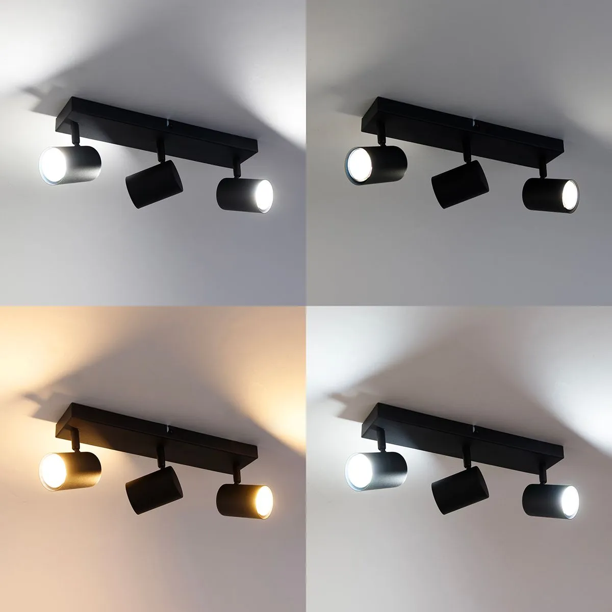 Plafoniera intelligente nera rettangolare con 3 Wifi GU10 - Jeana
