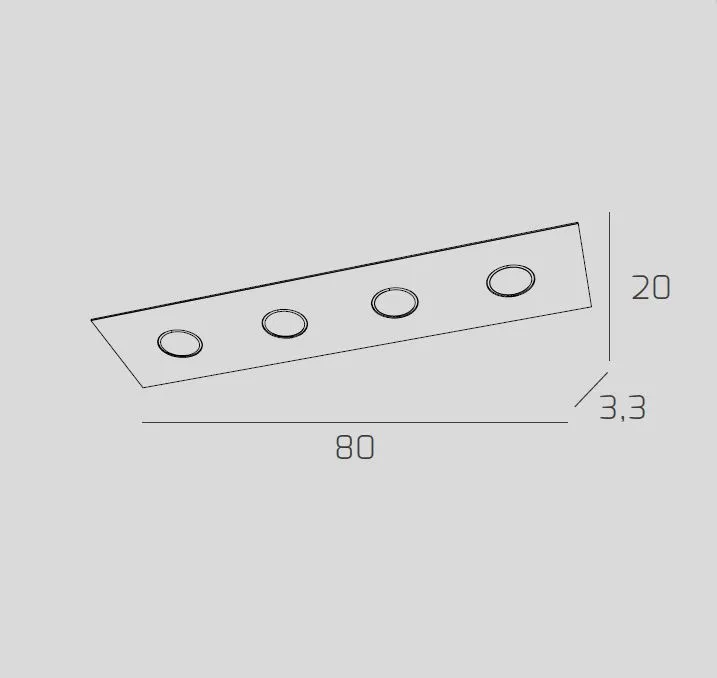 Plafoniera Led 4 Luci In Vetro Bianco Lucido Rettangolare Path 1141 PL4R Top Light