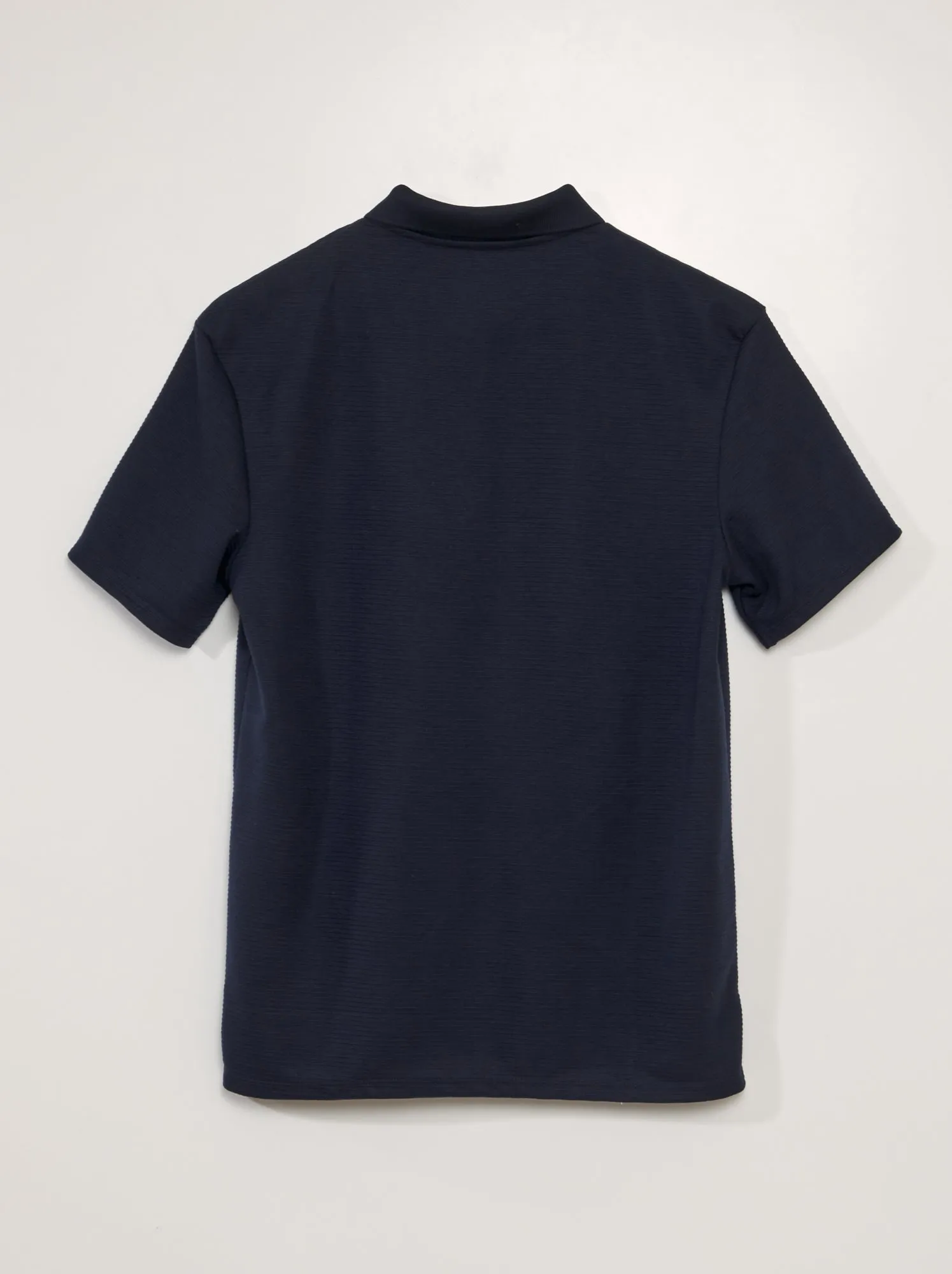 Polo con collo con zip in maglia testurizzata - BLU