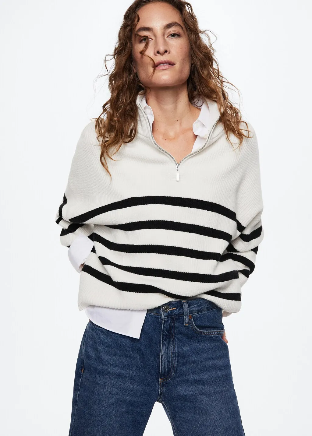 Pullover righe zip
