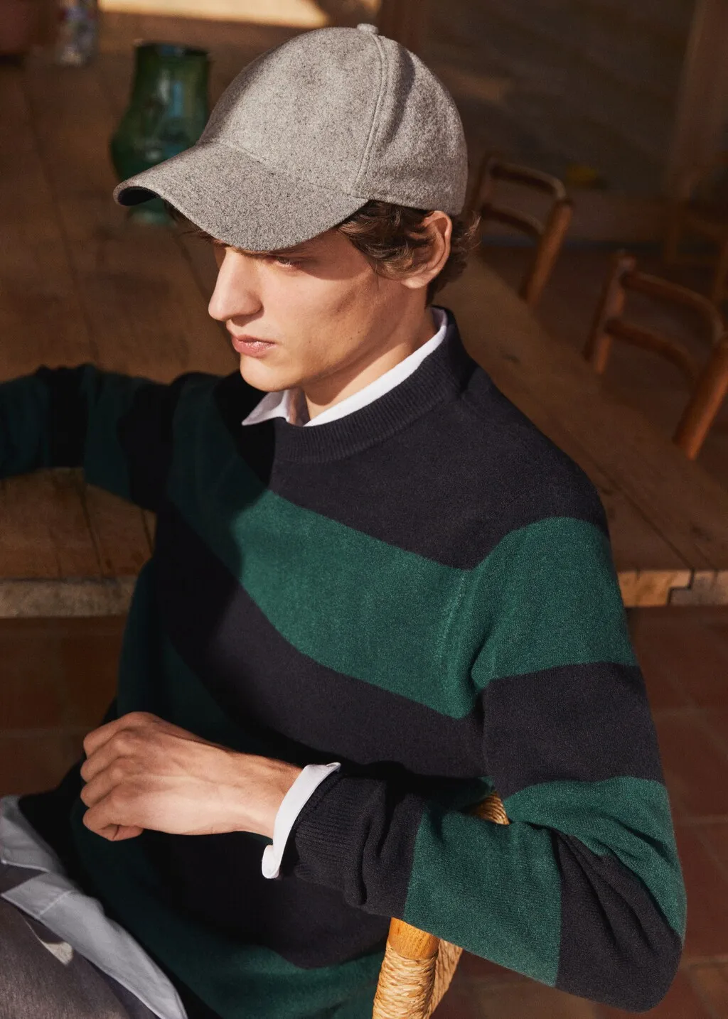 Pullover texture rigata