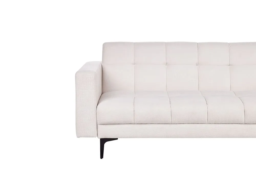 Right Hand Fabric Corner Sofa Bed with Ottoman Off-White ALNES
