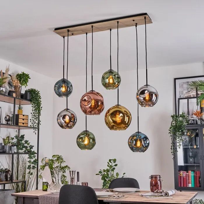 Ripoll Lampadario a sospensione, Lampada a sfera, Lampada a sospensione Écru, Nero, 8-Luci