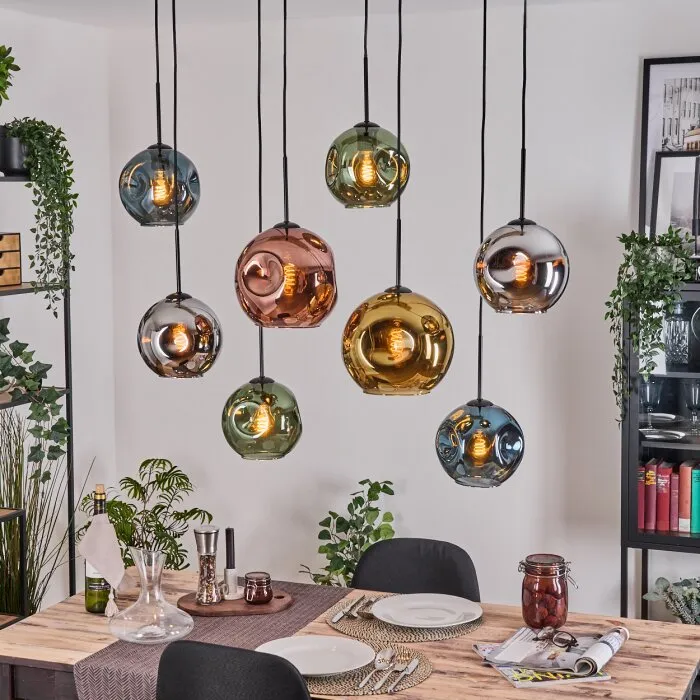 Ripoll Lampadario a sospensione, Lampada a sfera, Lampada a sospensione Écru, Nero, 8-Luci