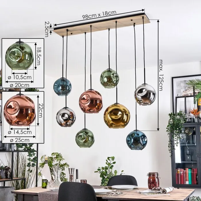 Ripoll Lampadario a sospensione, Lampada a sfera, Lampada a sospensione Écru, Nero, 8-Luci