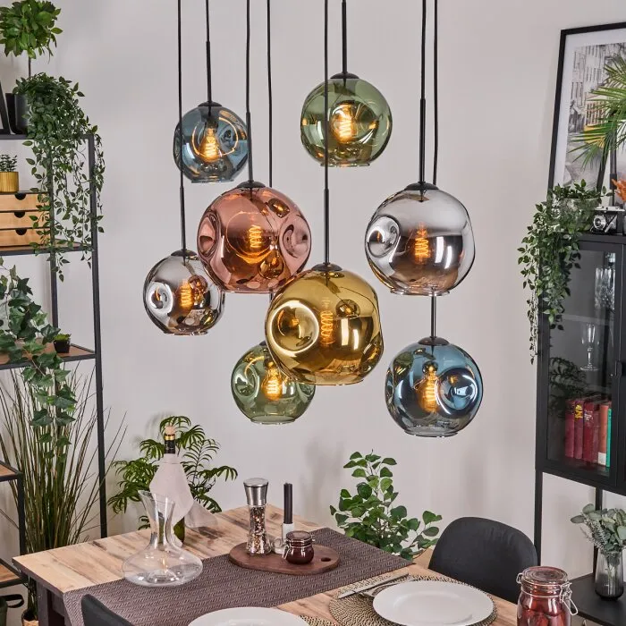 Ripoll Lampadario a sospensione, Lampada a sfera, Lampada a sospensione Écru, Nero, 8-Luci