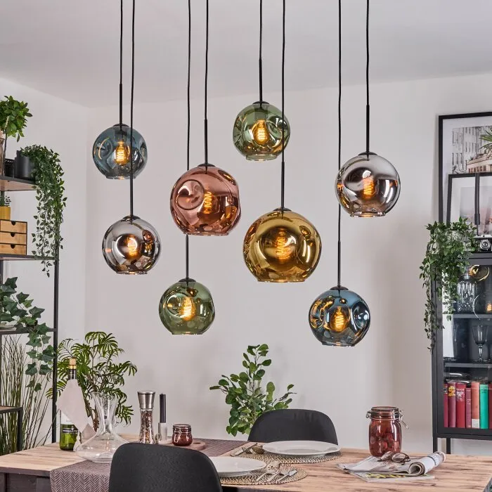 Ripoll Lampadario a sospensione, Lampada a sfera, Lampada a sospensione Écru, Nero, 8-Luci